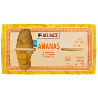 Delhaize | Ananas bucati in sirop 4 bucati 4x120g